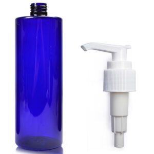 500ml Cobalt Blue PET Plastic Bottle With Lotion Pump