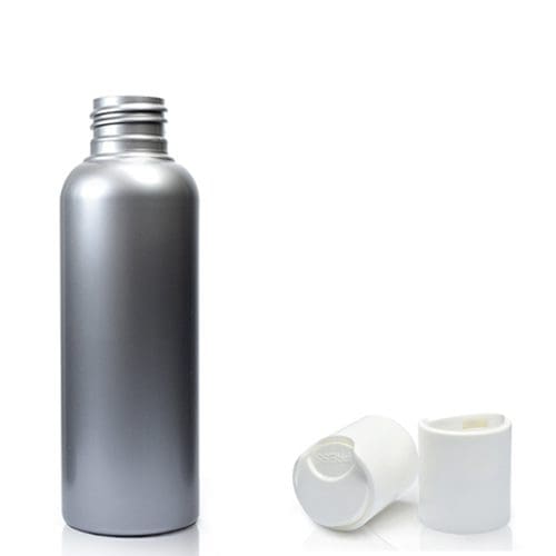 50ml Plastic Silver Bottle with white disc cap