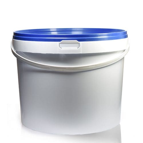 10.3 Litre Squat White Bucket & Blue Lid