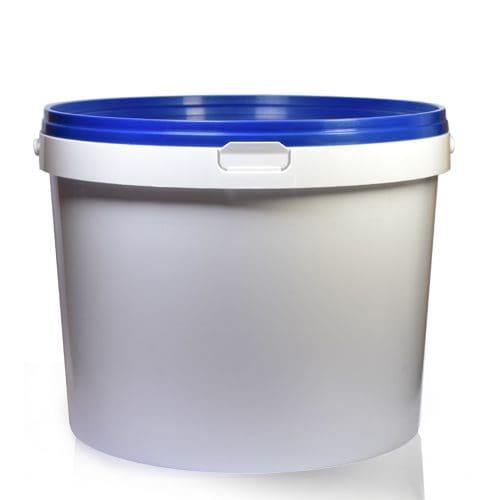 10 litre white bucket with blue lid