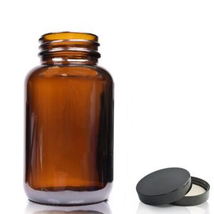 120ml Amber Glass Pharmapac Jar & 38mm Black Urea Cap
