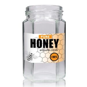 190ml Hexagonal Clear Glass Honey Jar