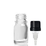 5ml Clear Glass Dropper Bottle & 18mm Black T/E Dropper Cap 0.7mm