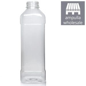 1000ml Clear PET Square Plastic Juice Bottle bulk