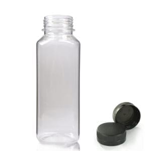 330ml Clear Square Plastic Juice Bottle with cap