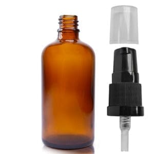 100ml Amber dropper bottle with black lotion pump