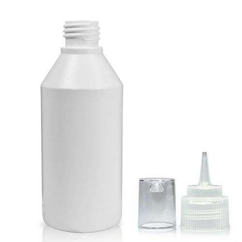 200ml White HDPE Plastic Round Bottle new spout