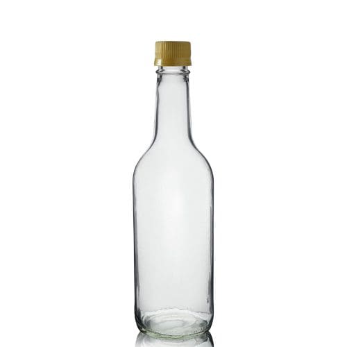 500ml Clear Mountain Bottle w Gold Cap