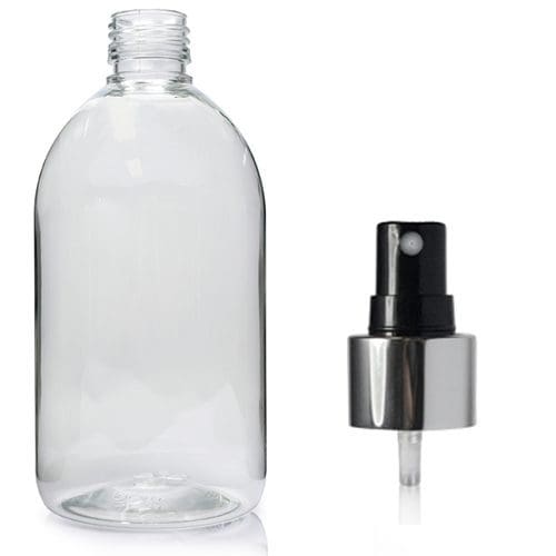 500ml rpet clear Sirop bottle with silver spray