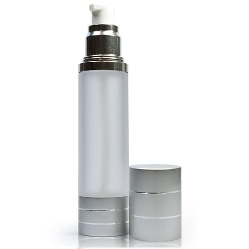 50ml Frosted Airless Bottle With Silver Cap