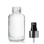 50ml Clear Glass Bottle with Black and Silver Atomiser Spray