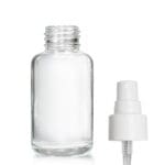 50ml Clear Glass Bottle with white smooth Atomiser Spray