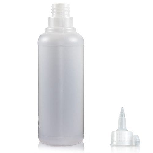 500ml Round Natural HDPE Bottle & Spout Cap - Ultra