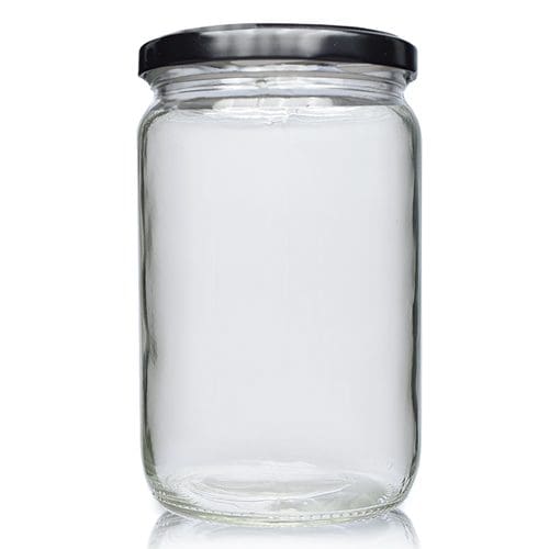 660ml Glass jar with black lid