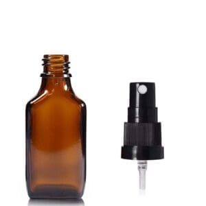 30ml Amber Glass Rectangular Bottle & Atomiser Spray