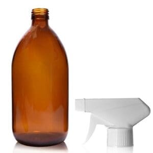 1000ml Amber Glass Syrup Bottle & Trigger Spray