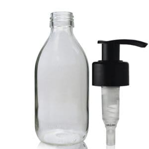 250ml Clear Glass Syrup Bottle With Standard Lotion Pump