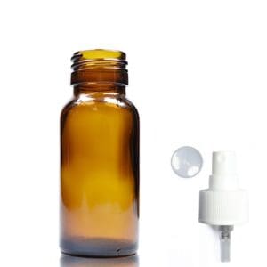 50ml Amber Glass Boston Bottle & Standard Atomiser Spray