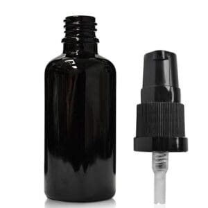 50ml black dropper bottle with black pump