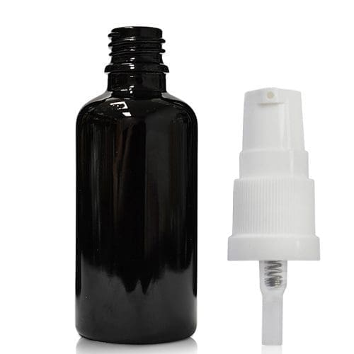 50ml black dropper bottle with white pump