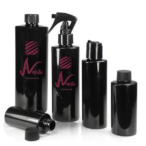 Black plastic bottle group