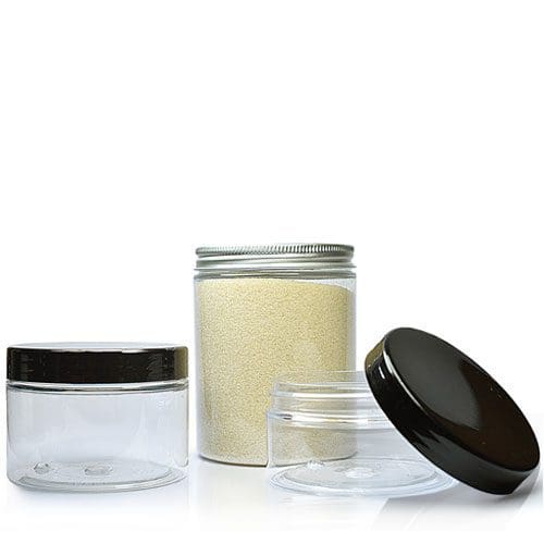 Clear plastic jars with lid group