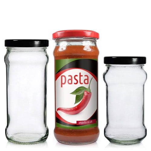 Glass chutney jar group