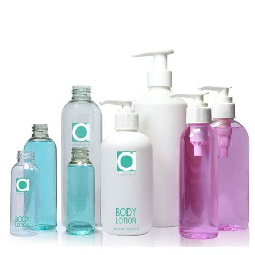 Clear plastic bottle group