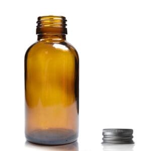 100ml Amber Glass Boston Bottle w Aluminum Cap