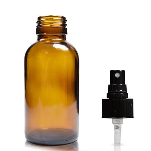 100ml Amber Glass Boston Bottle w Black Atomiser