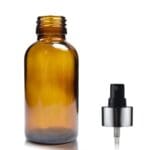 100ml Amber Glass Boston Bottle w Black and Silver Atomiser