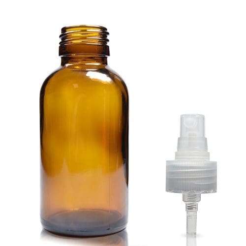 100ml Amber Glass Boston Bottle w Nat Atomiser