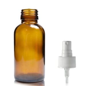 100ml Amber Glass Boston Bottle w White Atomiser