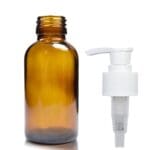 100ml Amber Glass Boston Bottle w white GCAP Pump