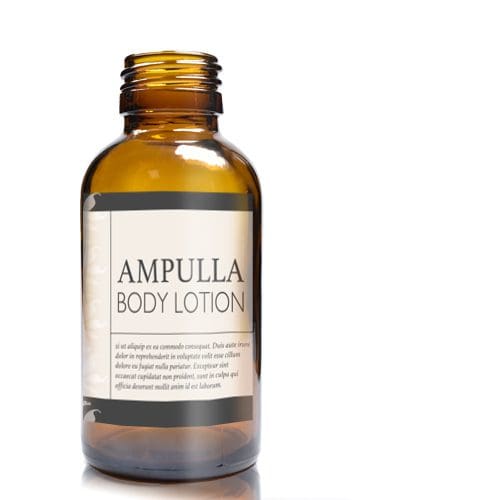 100ml Amber glass Boston Bottle with label