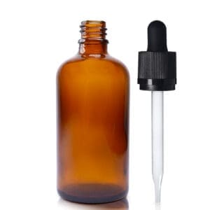 100ml Amber Glass Dropper Bottle & CRC Glass Pipette With Wiper