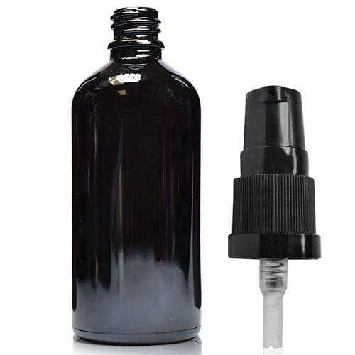 100ml black dropper bottle with black pump