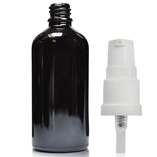 100ml black dropper bottle with white pump