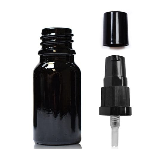 10ml Black dropper bottle with black pump over cap
