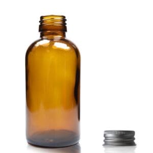 150ml Amber Glass Boston Bottle w Aluminum Cap