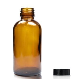 150ml Amber Glass Boston Bottle w Black Polycone Cap