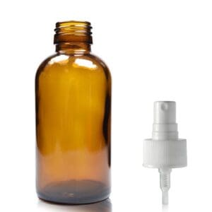 150ml Amber Glass Boston Bottle w White Atomiser