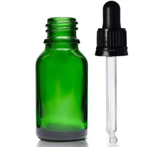 15ml Green Glass Dropper Bottle & T/E Glass Pipette