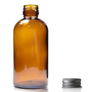 200ml Amber Glass Boston Bottle w Aluminum Cap