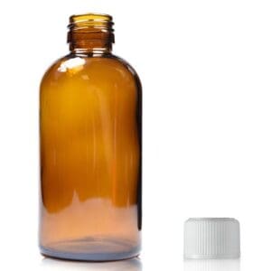 200ml Amber Glass Boston Bottle w CRC Cap