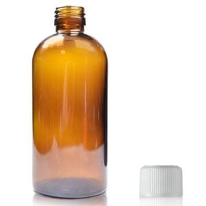 250ml Amber Glass Boston Bottle w CRC Cap