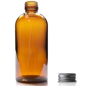 300ml Amber Glass Boston Bottle w Aluminum Cap