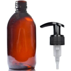 300ml Amber PET Sirop Bottle With Lotion Pump