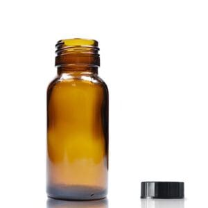 50ml Amber Glass Boston Bottle w Black PP Cap