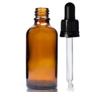 50ml amber glass dropper bottle with pipette